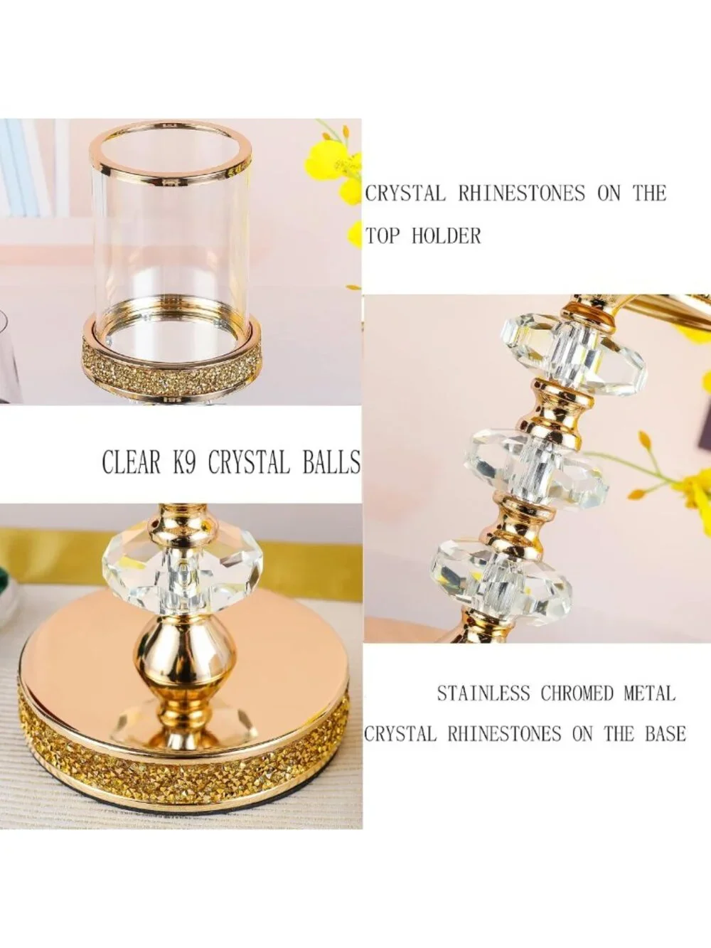 Elegant Crystal Pillar Candle Holders for Weddings, Events & Home Decor